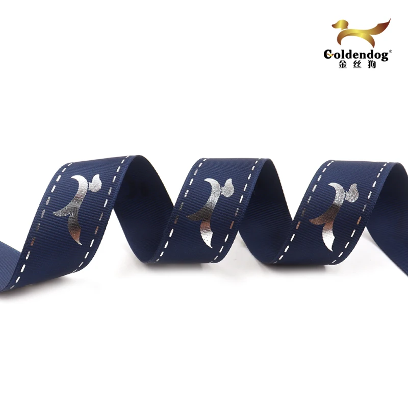 Mafolen Customized Logo Wholesale 25mm 3D Embossed Logo Printed Grosgrain Ribbon Tape For Gift Wrap