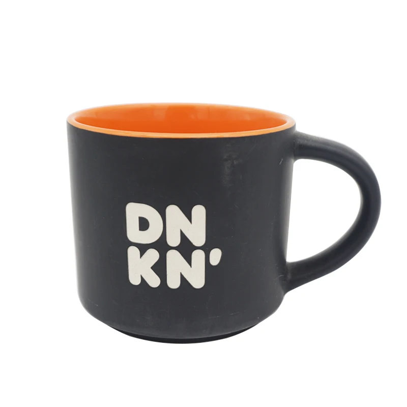 16oz red trendy mugs custom logo ceramic stoneware coffee tea matt black laser engrave mug