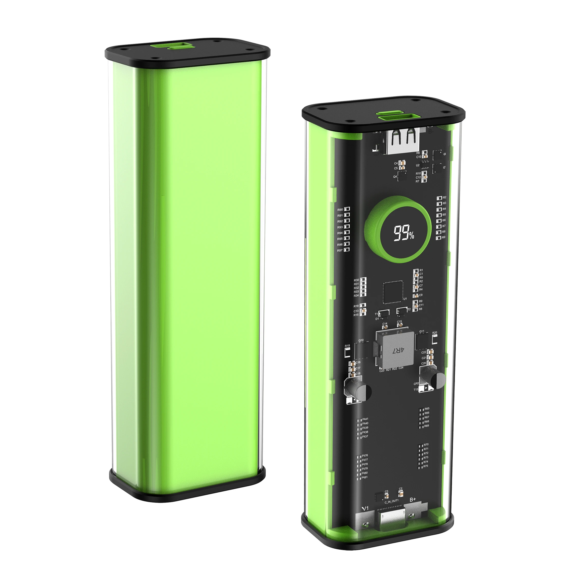 PD22.5W Power Banks Portable Battery Charger Transparent Power Bank Supply 2022 Hot Sale USB TYPE C port 20000mah power station