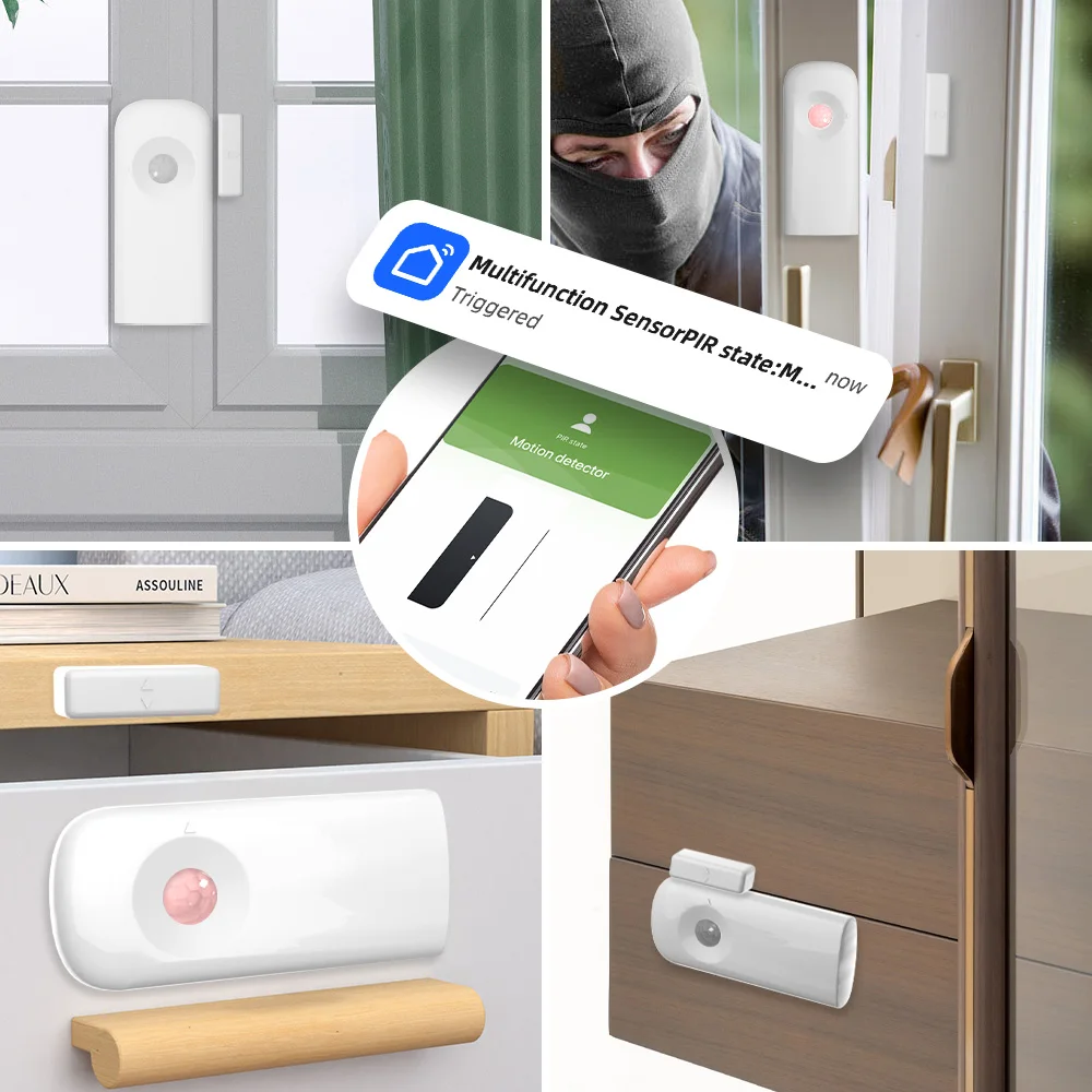 2.4G Wifi Wireless Light On/Off Sensor Pir Motion Sensor Door Open Status Real-Time Push Notification Tuya App Easy Install
