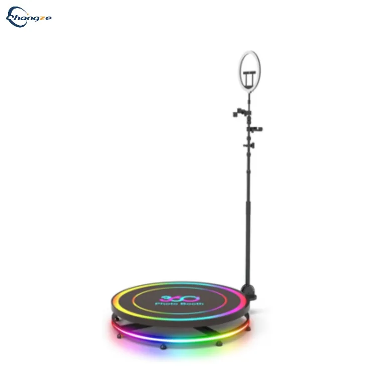 New style 360 photo booth auto reveverse rotation best seller glass top 3d photo booth robot free custom logo photo 360 booth