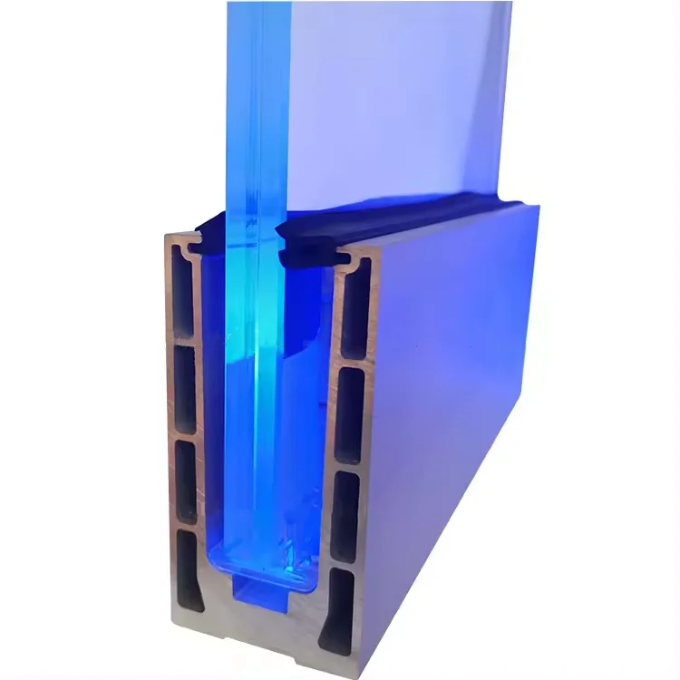 Lamel Fence Outdoor Balcony Glass Frameless Balustrade Railing Clamp Led Strip Light Aluminum U Shape Channel System Profie