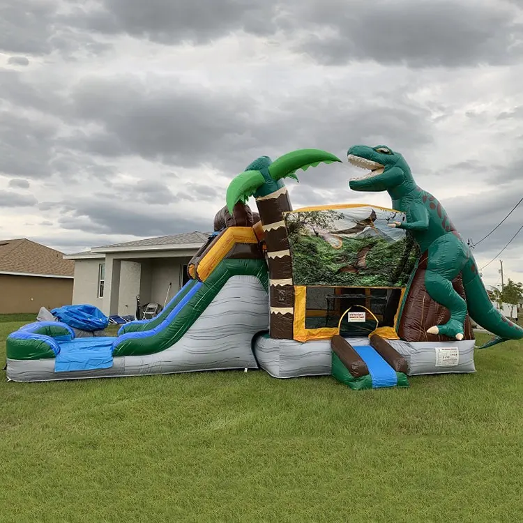 Slip And Slide Bounce House Dinosaur Dino Commercial Jumping Outdoor Inflatable Dragon Bouncy Castle For Sale