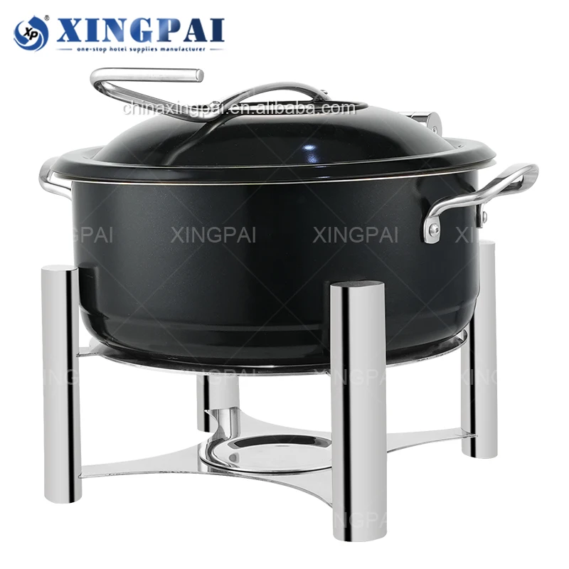 XINGPAI catering equipment black color chafing dish round chafing dish pour buffet stainless steel chaffing dish