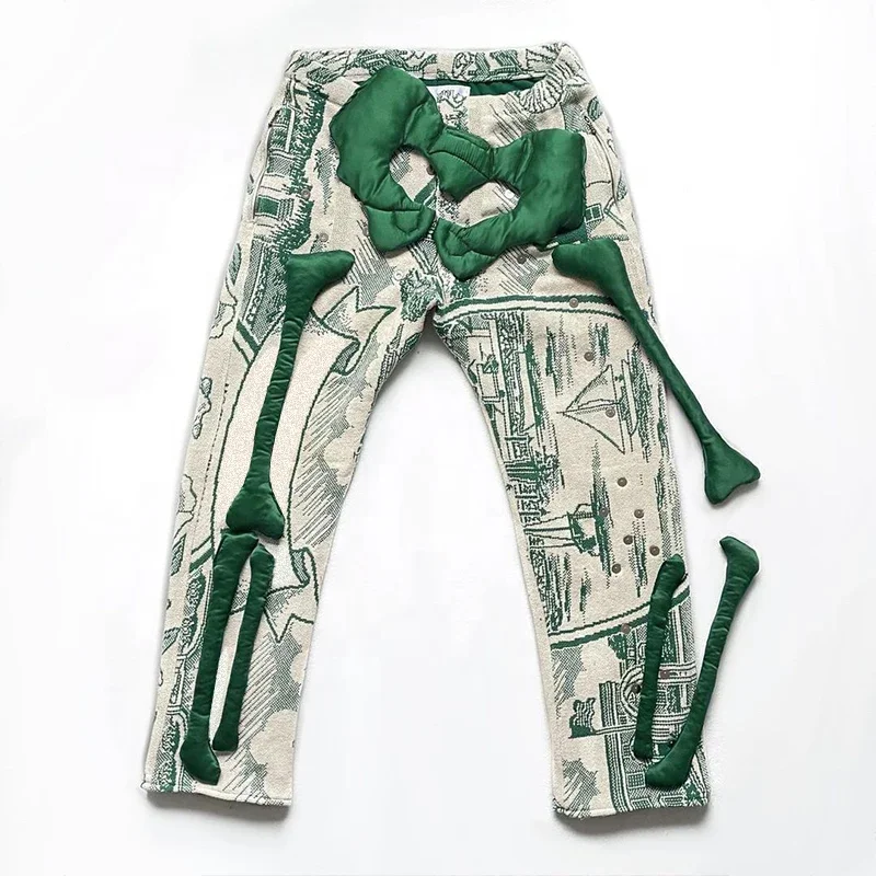 Custom Wholesale Acid Washed Vintage Sunfade Stacked Flair Sweatpants Embroidered Patch Pants For Men Jogger Cut And Sew Jeans