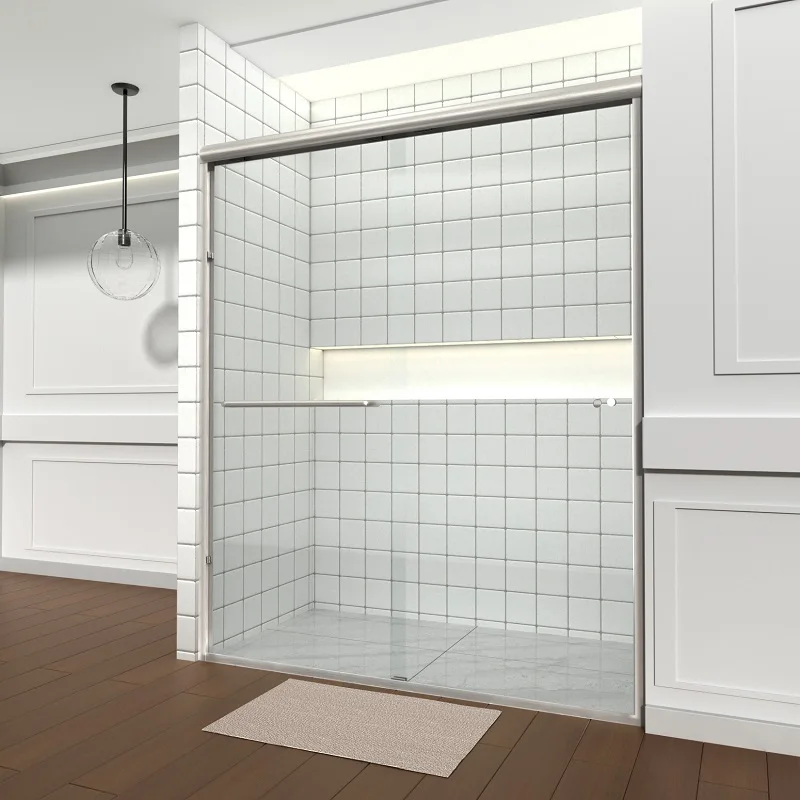 Custom Hotel Apartment Bathroom Shower Screen Glass Partition Double Sliding Glass Shower Door