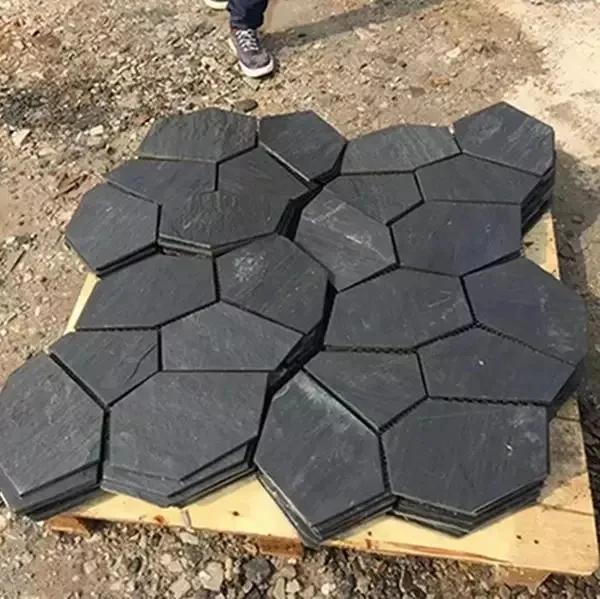 Modern 3D Garden Design Black Flagstone Slate Floor Tile Antacid-Resistant Natural Stone Block Paving Stone Slabs Outdoor Hotel