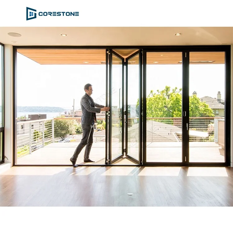 Customized balcony kitchen sliding door aluminum alloy material 68 Broken bridge folding door