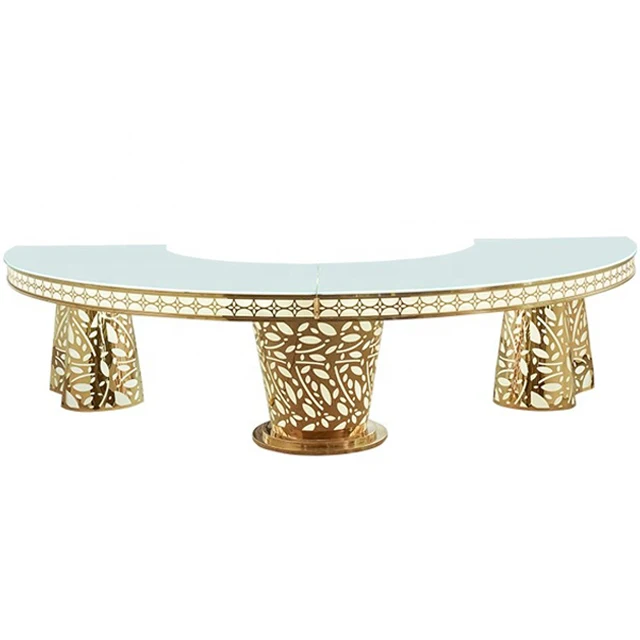 Столы из Нержавеющей стали со светодиодной подсветкой в форме полумесяца для свадебных торжеств