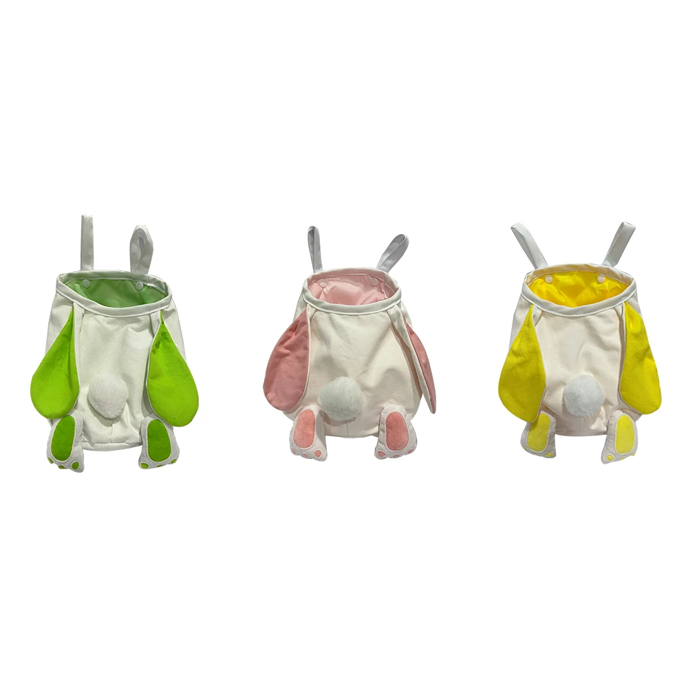 2024 Fabric Easter Rabbit Bags Candy Stuff Items Egg Storage Gift Blank Bunny Easter Baskets For Embroidery