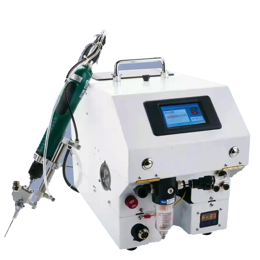 Handheld screwdriver to tighten glasses with automatic screw feeding system