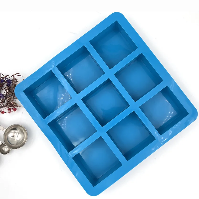 Reusable Easy Release DIY  Handmade Soap Making Molds 9 cavity 100g Sharp Straight Corner Square Silicone Soap Molds