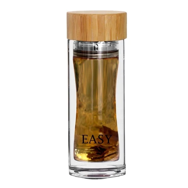 
EG511A 200ML/7OZ wholesale custom logo glass water bottle with bamboo bottom 