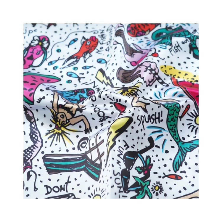 Wholesale Custom Ripstop 100% Polyester Stretch Printed Satin Fabric For Garment