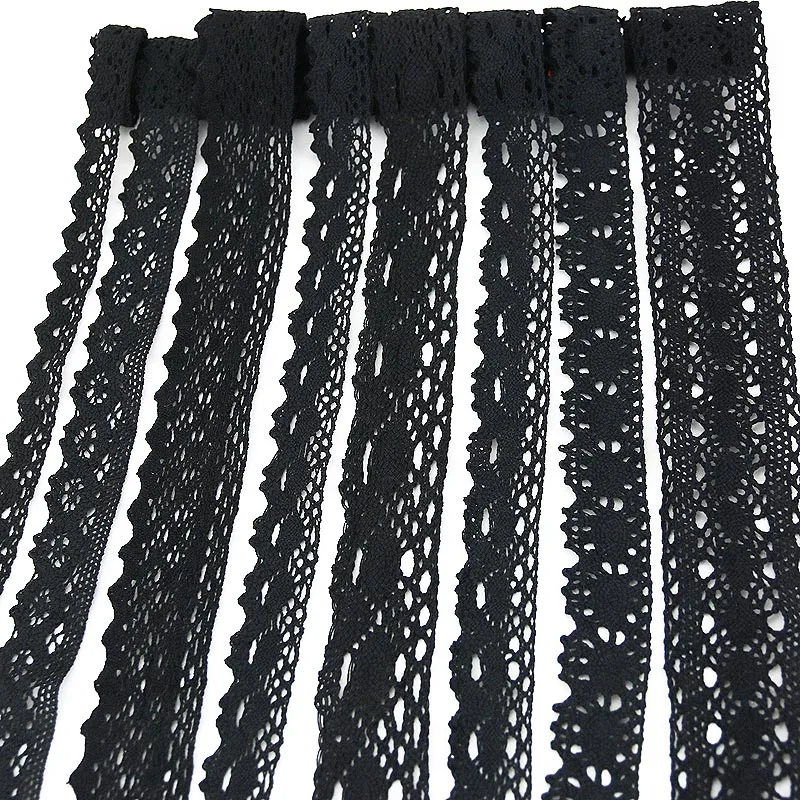 Cotton Embroidered Trim Sewing Handmade Craft Ribbon Materials Black Lace Fabric