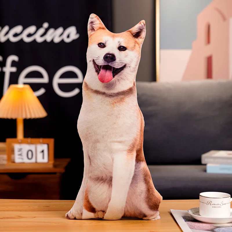 Cute Simulated 3D Printed Stuffed Soft Cuddly Dog Puppy Shepherd Corgi Shiba Ine Husky Warm Sofa Pillow Cushion Gift