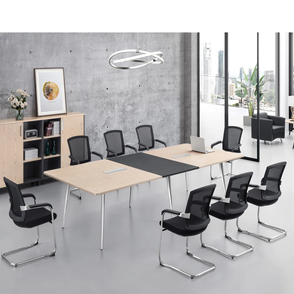 Стол для переговоров деревянный с металлической ножкой 6 или 8 человек