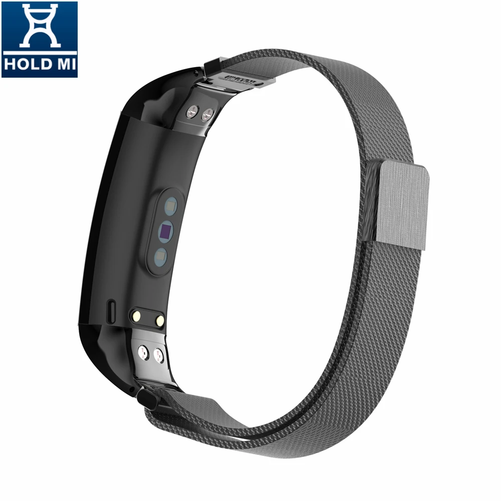 Factory price  Holdmi 7082 series black color magnetic SS milanese watch strap for HUAWEI honor band 4