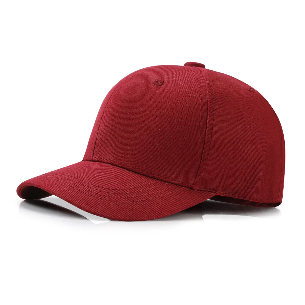 6 panel non-fading outdoor custom caps logo baseball cap dark red cotton structured basic baseball hat