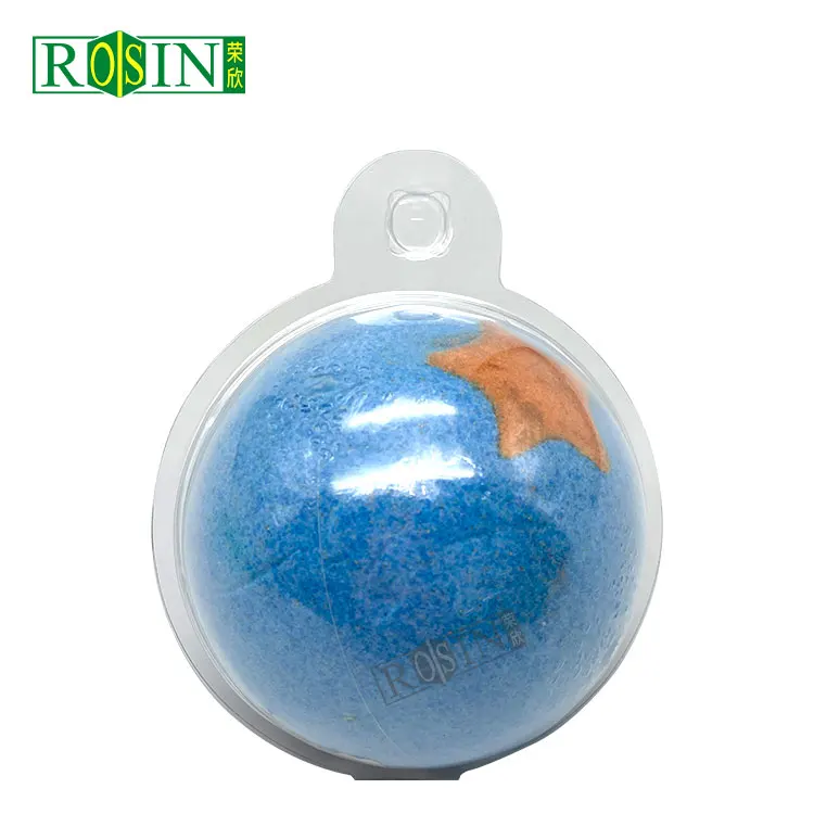 Customized Logo Clear Round Blister Plastic clamshell hinge Packaging boxes for bath bombs