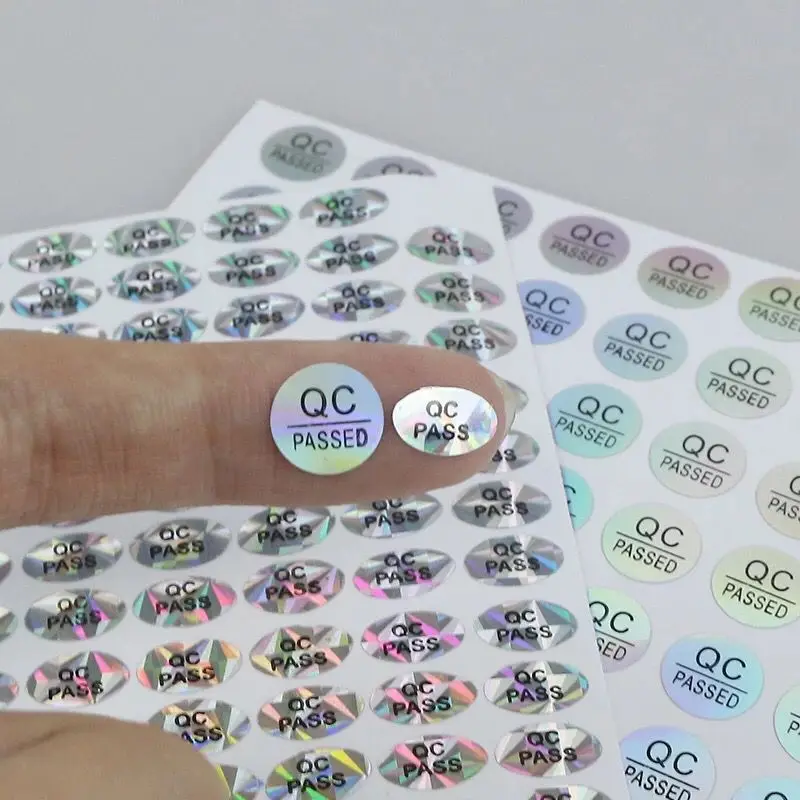 Custom laser color waterproof qc pass stickers qc pass quality control sticker adhesive label