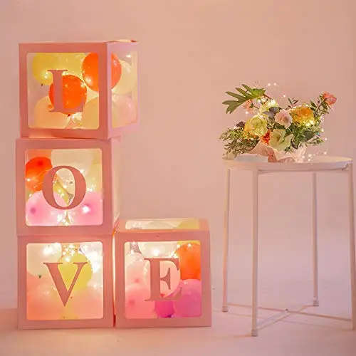 Partycool DIY Wedding Birthday Party Backdrop Decoration Transparent LOVE Box Ballon Wedding Balloon Box
