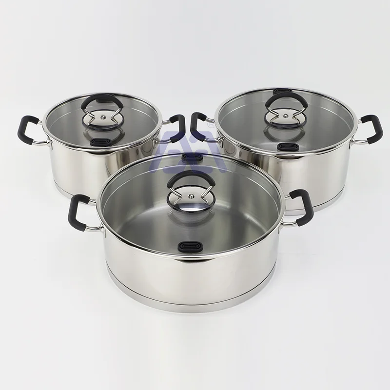 AXA, большая кастрюля из 3 частей с видимой крышкой для супа, макаронных изделий, овощей, Индукционная кастрюля для всех плит, мощная кастрюля