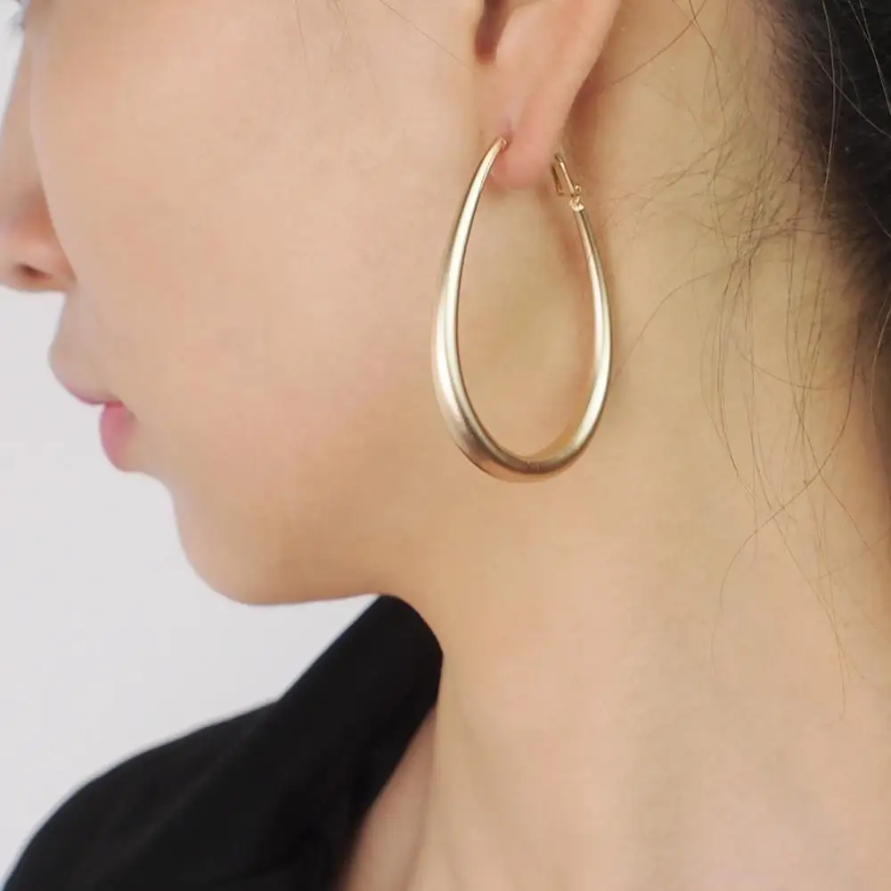 Matte Gold Plated Hoop Earrings Girls Geometric Earrings Copper Jewelry Women Wholesale Earring Charms New Accessories