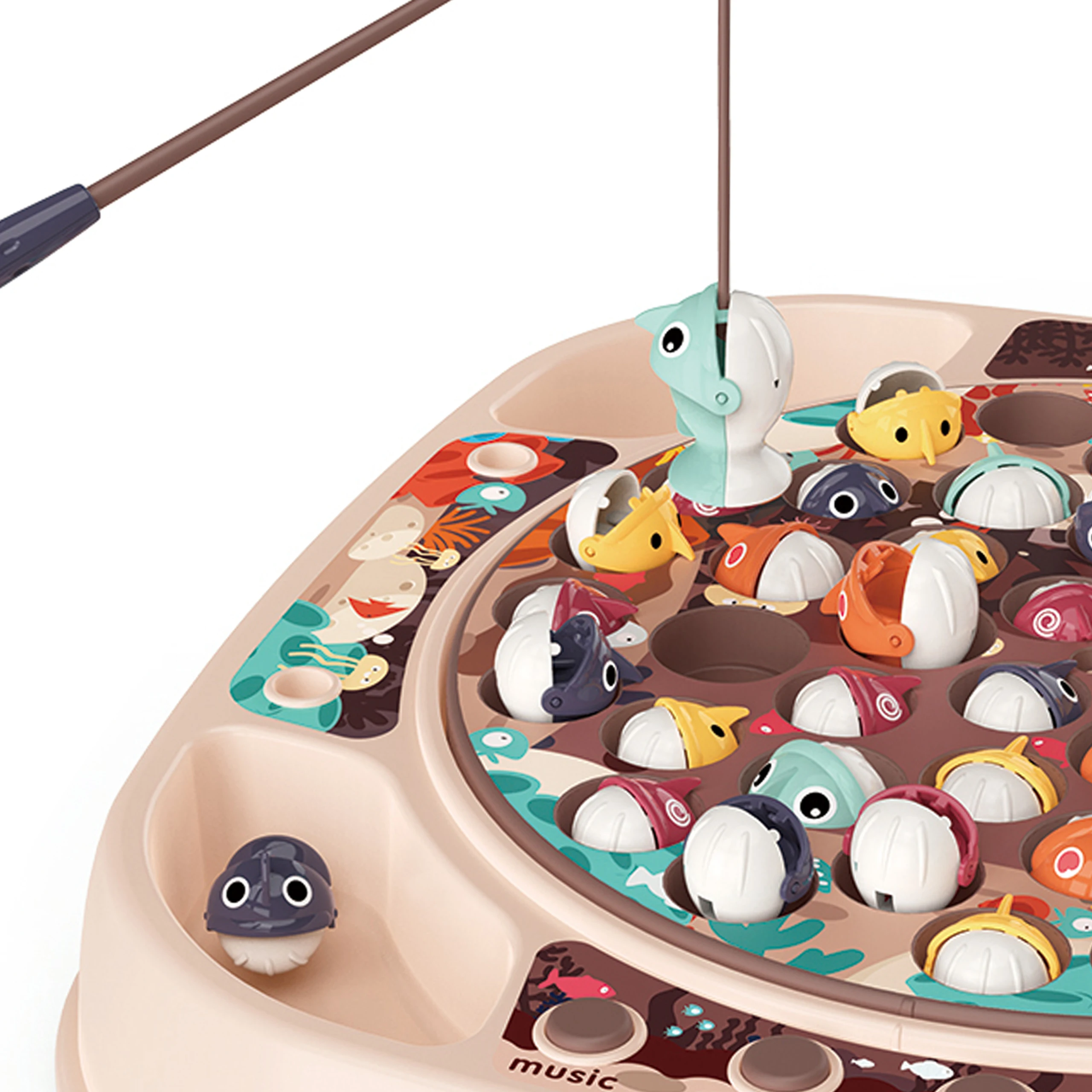 Вращающаяся рыболовная игра игрушка магнит рыбалка с музыкой и светильник набор рыболовных игрушек