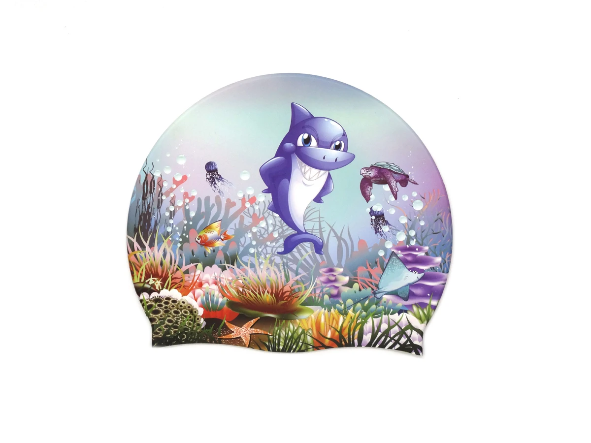 Kids Swimming Caps Fashion Custom Silicone Caps with Multicolor and Various Patterns with Customized Logo