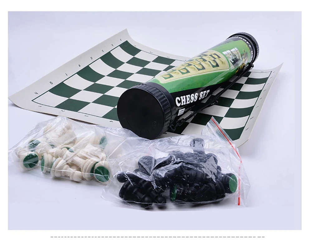 Portable Travel Vinyl Chess Board Mat Plastic Outdoor Chess Set Plastic chess pieces with tube
