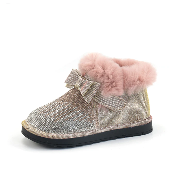 
Custom Fluffy Furry Winter Girls Boots Soft Warm Cozy Indoor Outdoor Faux Sheepskin Snow Boots for Kids 