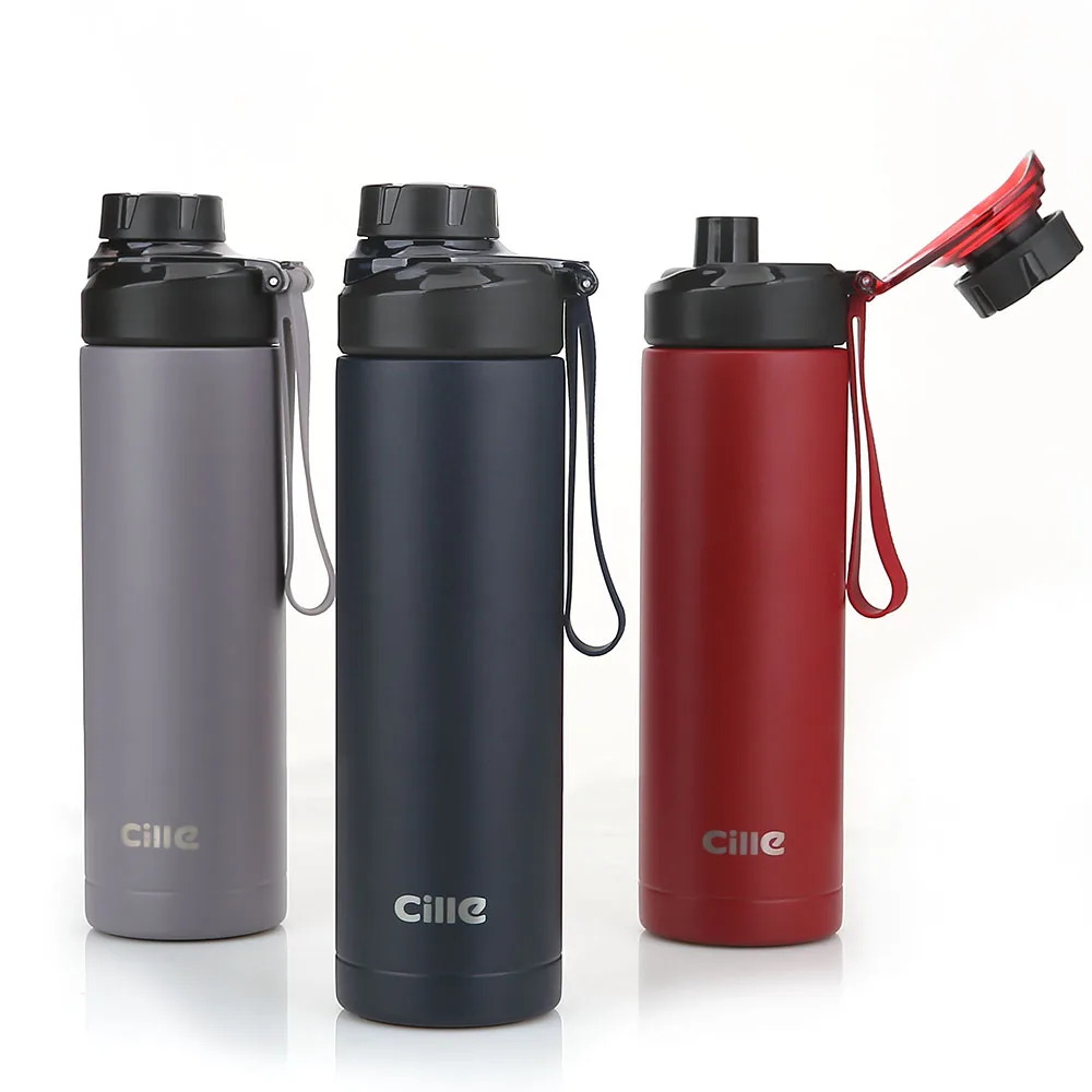 
Cille 316 бутылка из нержавеющей стали с двойной стенкой, изолированная вакуумная колба, металлическая бутылка для воды с порошковым покрытием для спорта, Новинка 