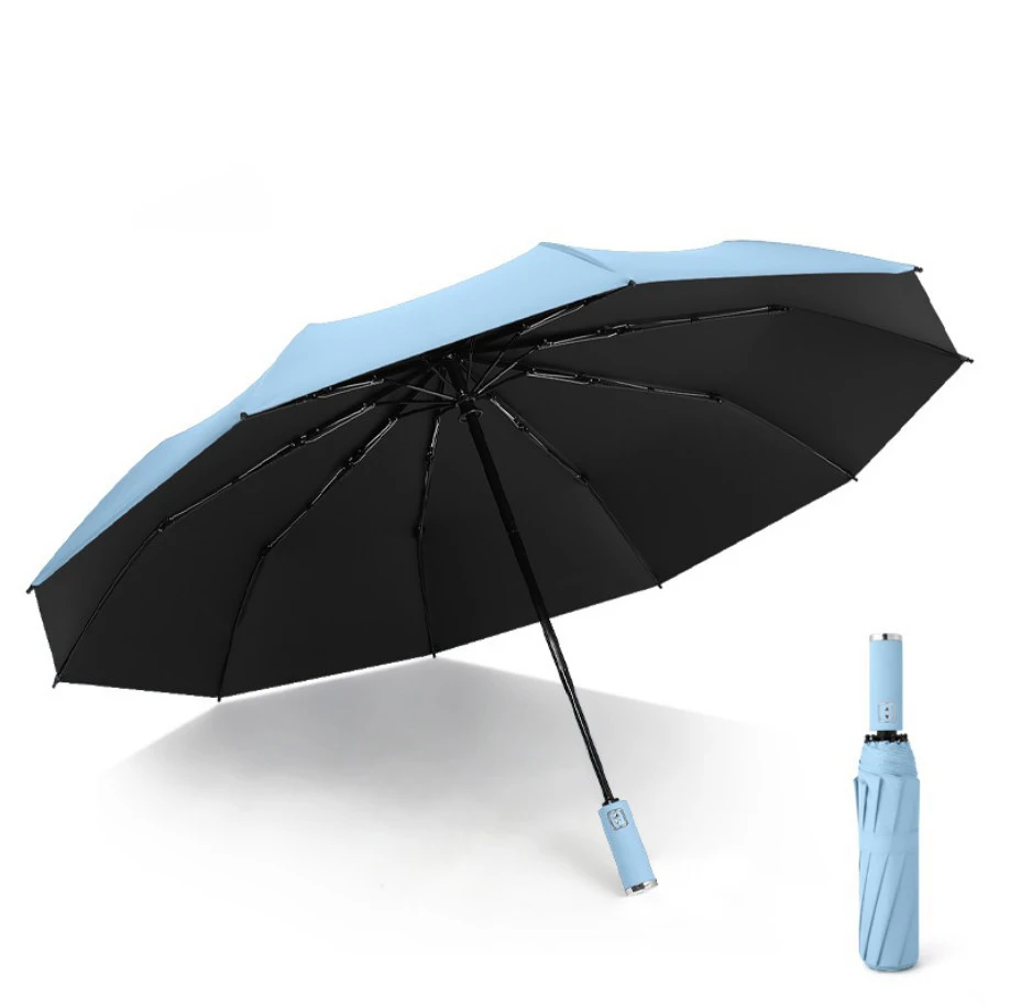 High quality 25inch large size wooden handle auto open close umbrella 3 fold automatic paraguas