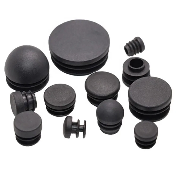 Black Round square dome Plastic pipe tube Plugs glide Insert End Caps for Tube Pipe