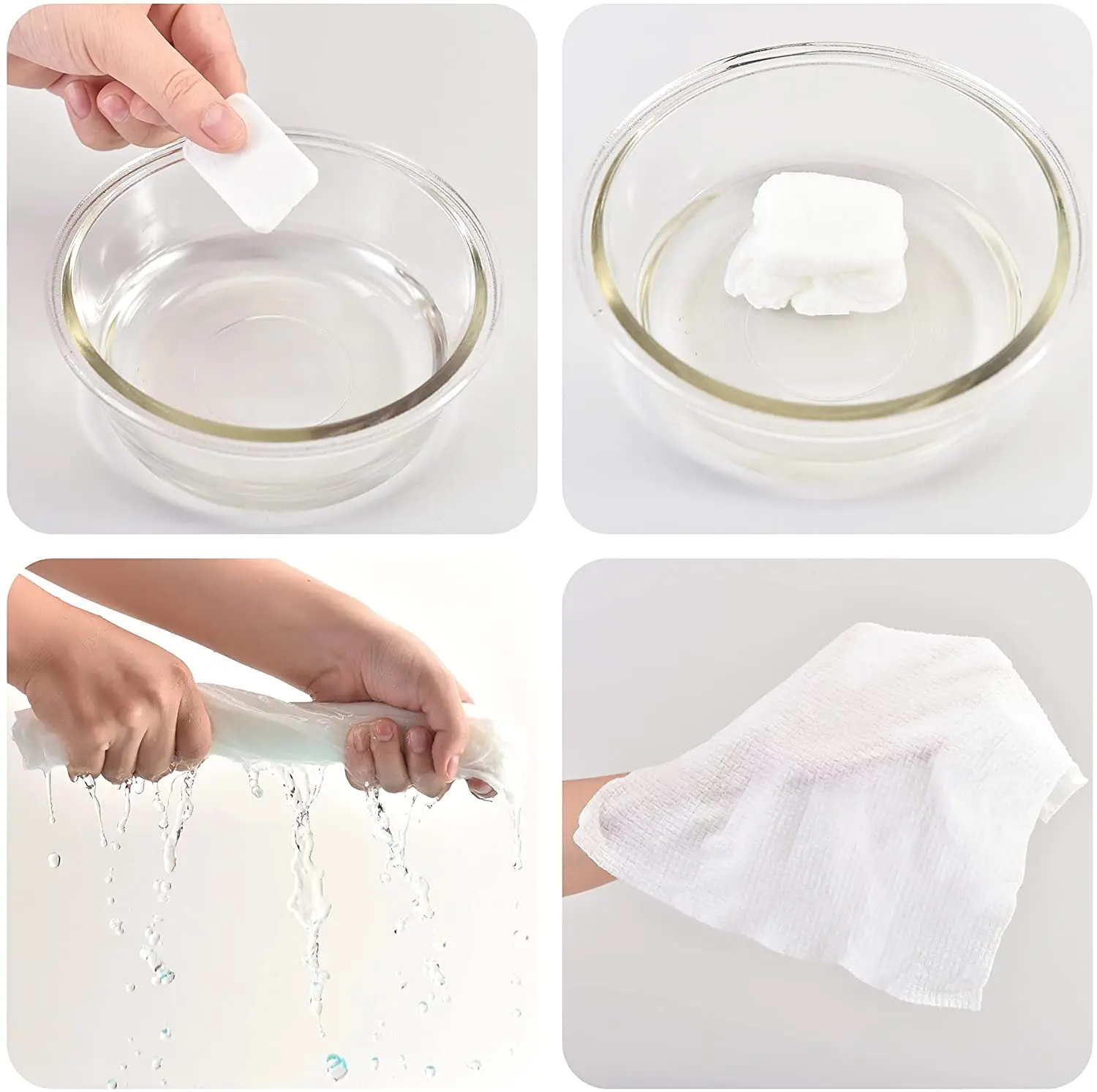 Disposable towel tablets 100PCS mini white soft nonwoven biodegradable cotton square outdoor travel compressed towel