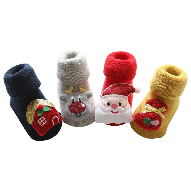 Christmas socks Autumn and winter terry thickened baby socks dispensing non-slip baby floor socks Christmas cartoon dolls gifts