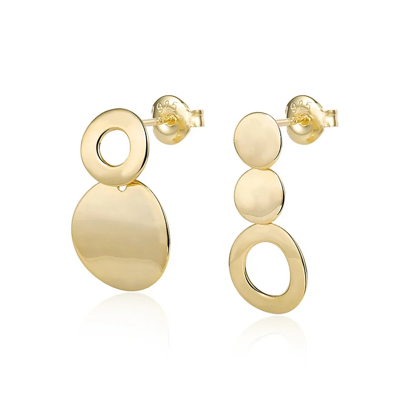 925 Silver Earring Gold Plated Womens Fashion Korean Jewelry CZ sterling silver earrings