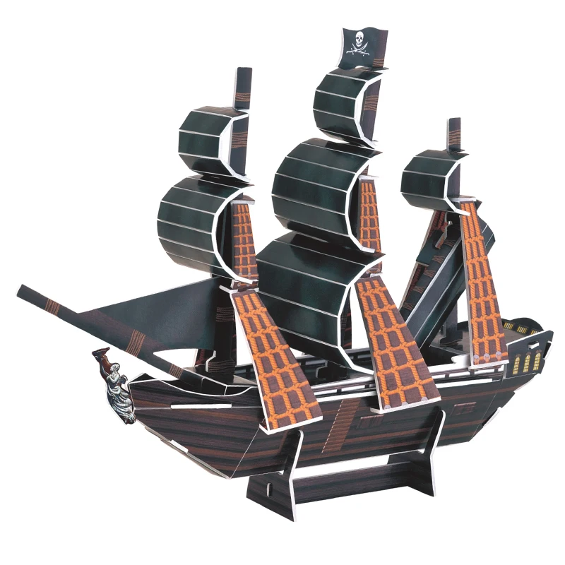 Educational 3D Puzzle Model Aircraft Carrier Toys 3D Paper Model Vehicle Warplane Sailboat Cardboard Building Puzzle For Kids