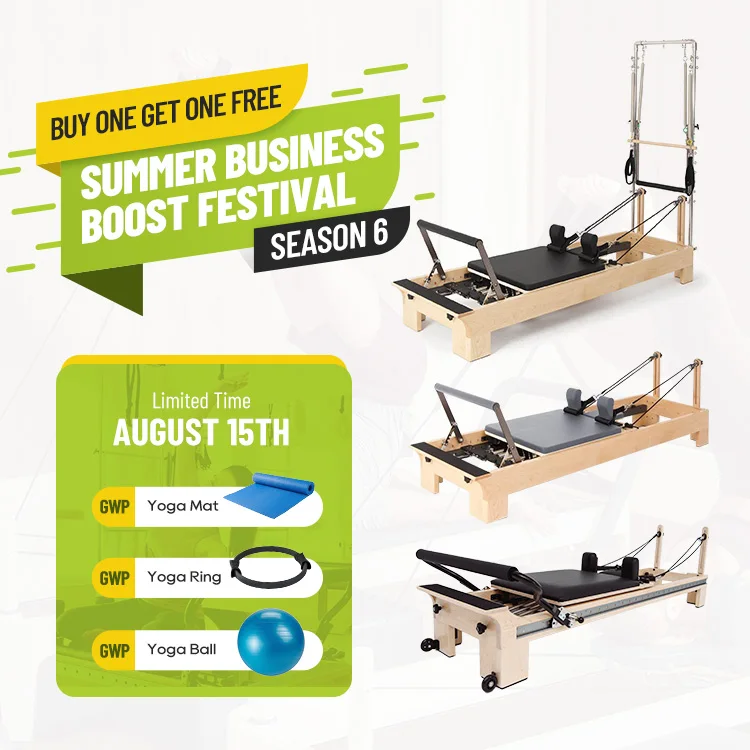 High Strength Wood Pilates Space Saving Maple Oak Wood Yoga Foldable Pilates Reformer Bed Machine For Pilates Studio