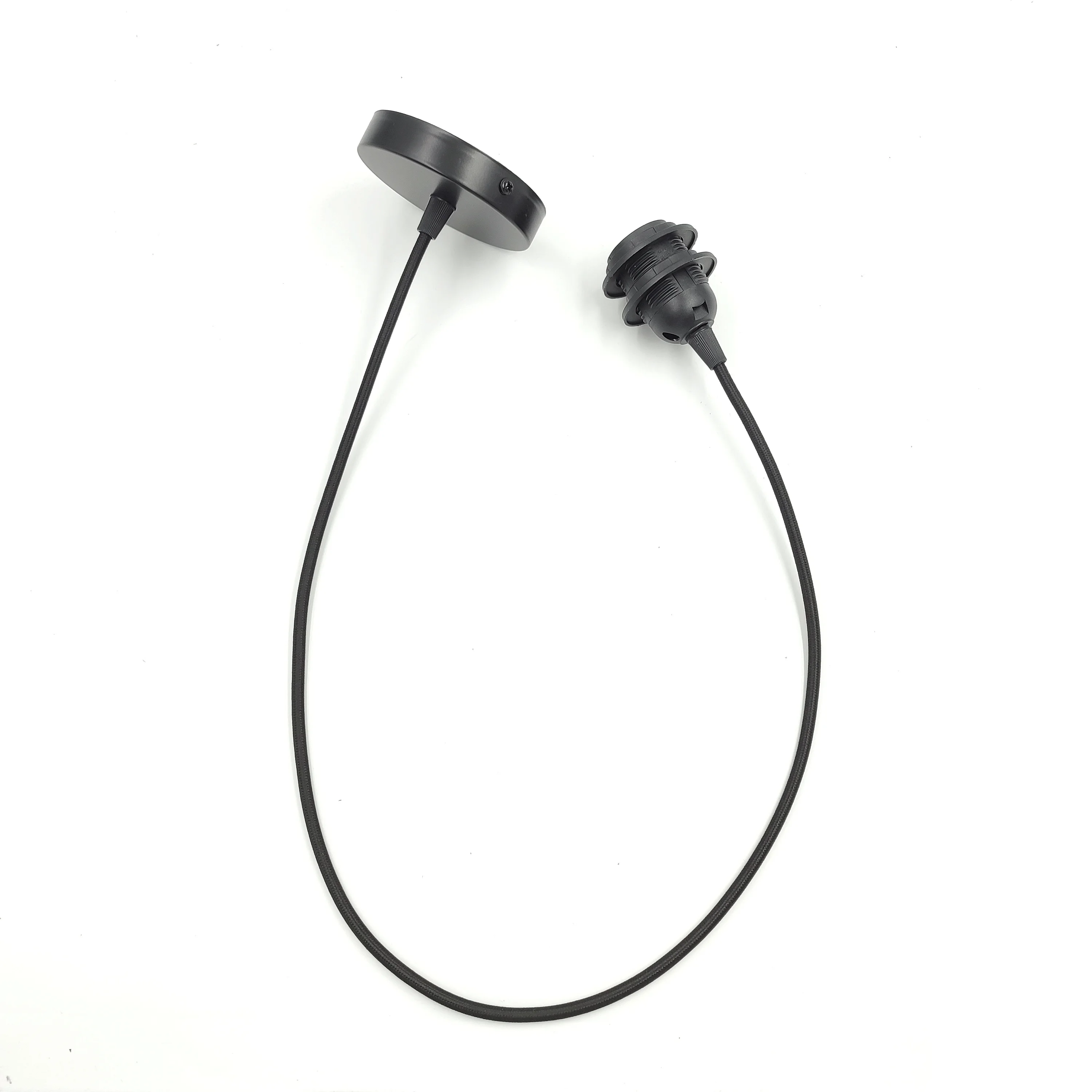 Black White Fabric Power Cord cable 1m power Cord plug Chandelier Pendant lamp holder E26 E27 double ring cable 10cm chassis