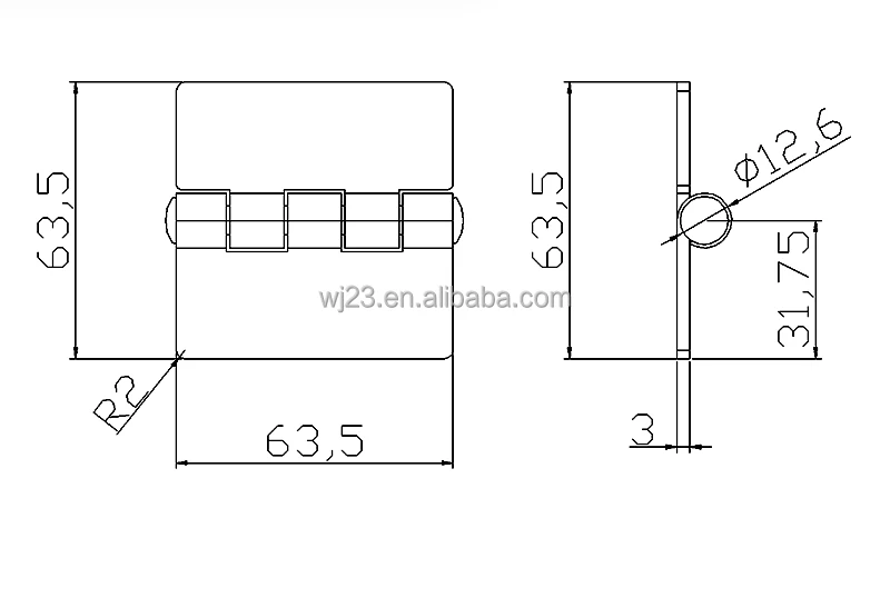 Guangyou competitive  OEM Cabinet door Steel iron 2.5inch nice quality furniture hardware weld hinge