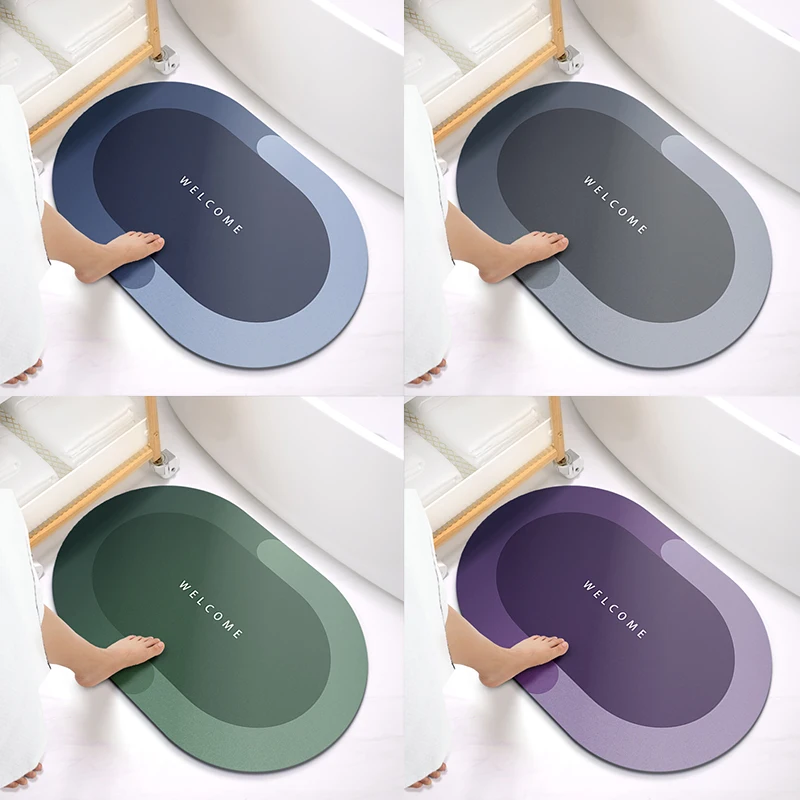 Custom size super water absorbent fast drying luxury diatom mud foot pad bathroom soft doormat