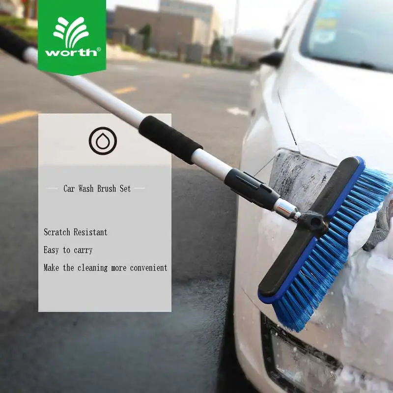 High Quality Switchable Soft Hard Telescopic Long Handle Car Wash Brush Car Detail Cleaning Brush