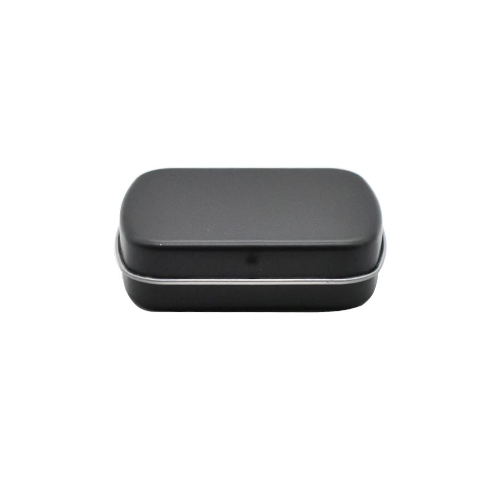 Low Moq Matte Black Mint Candy Hinged Tablet Storage Metal Containers Tin Box