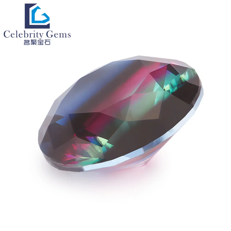 Synthetic gems wholesale factory direct sales gradient glass round synthetic tourmaline loose stone