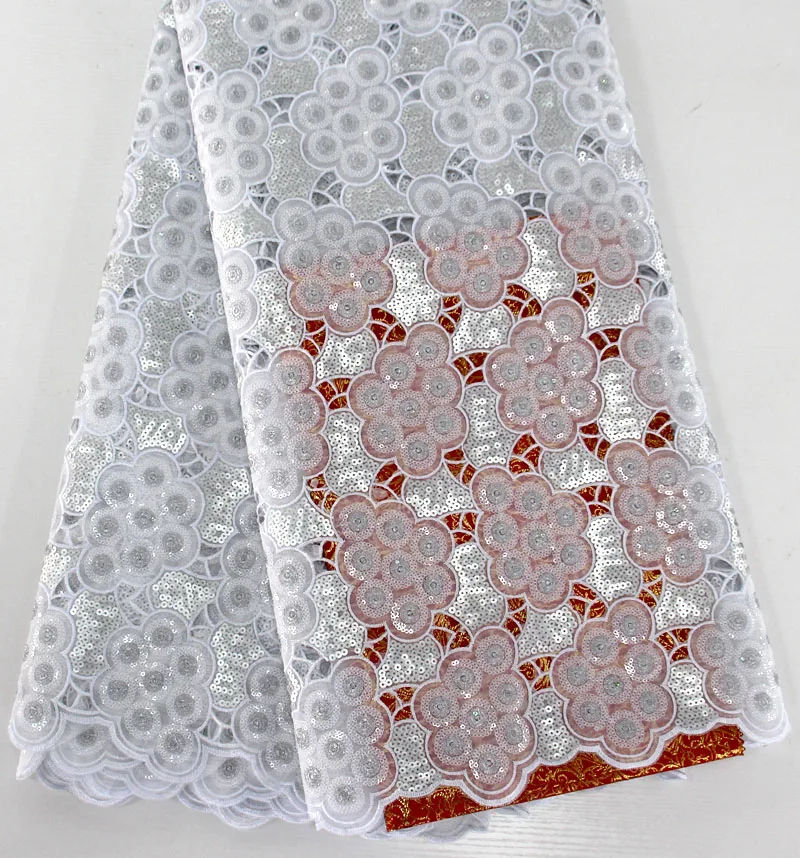 White Full Sequins Handcut Nigeria Dress Organza Fabric