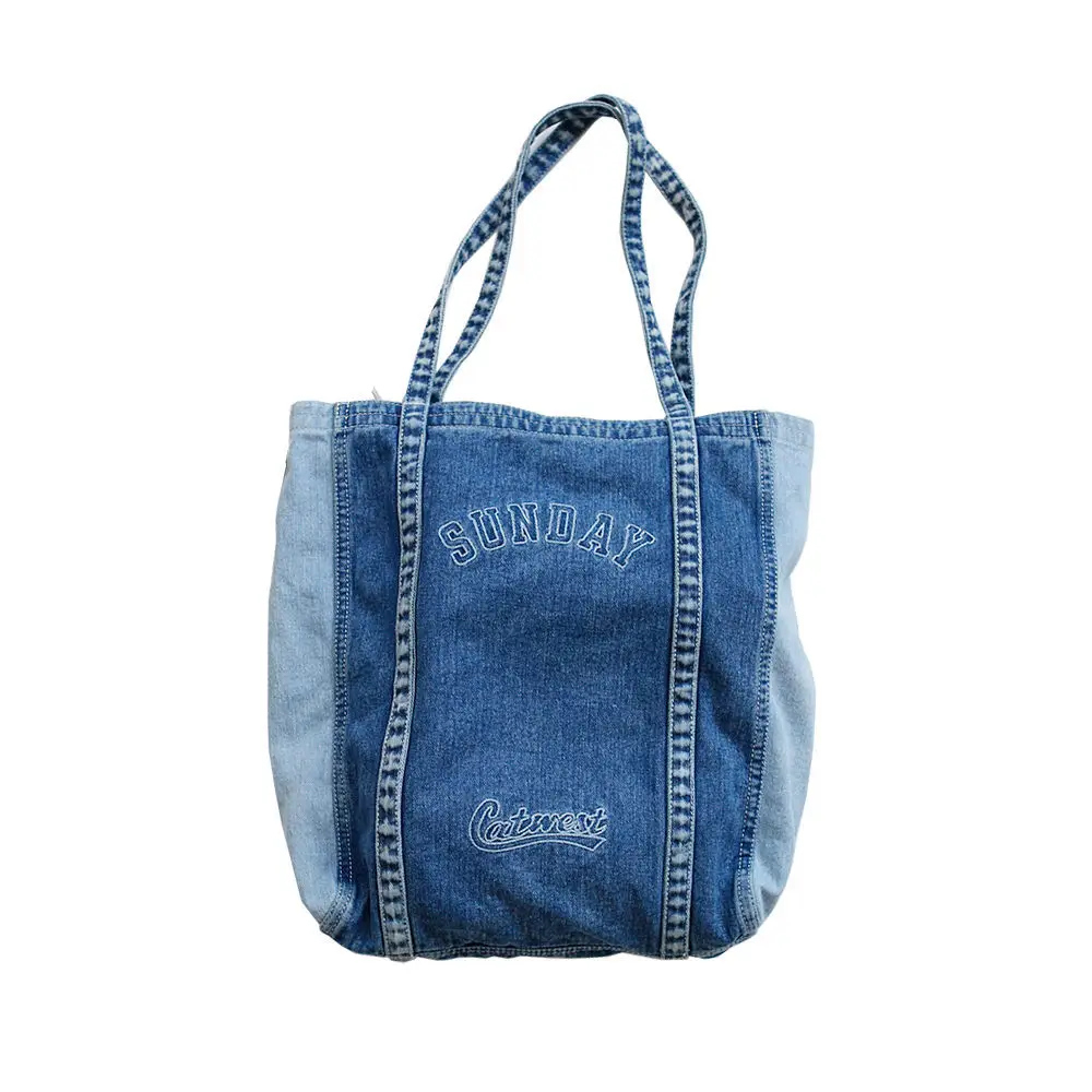 
2021 new fashion girl Korean version repurchase small fresh canvas denim female bag shoulder bag casual shopping bag 