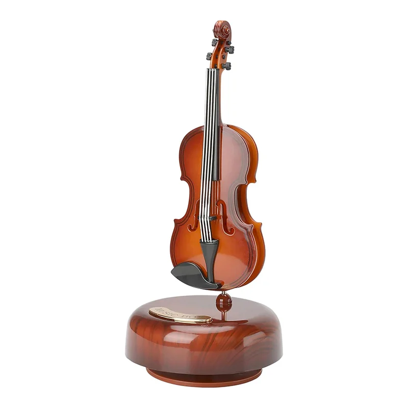 Music Box With Rotating Guitar Violin Saxophone Musical Base Instrument Miniature Creative Artware Gift