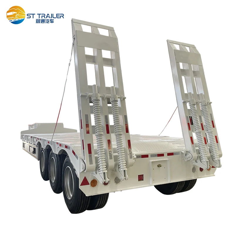 Hot Sale Lowbed Semi Trailer 3 4 Axle 60 80 100 Tons Gooseneck Low Loader Trailer Low Bed Lowboy Truck